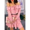 Sukienka hiszpanka z falbankami mini KYLIE róż
