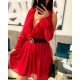 Lulu czerwona sukienka kopertowa z falbankami