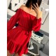Sukienka hiszpanka z falbankami czerwona na ramiona Ariana Grande