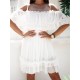 Sukienka hiszpanka rozkloszowana szyfonowa z falbaną biała Celebrytka