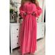Sukienka maxi hiszpanka z rozcięciami szyfonowa Mystiq różowa