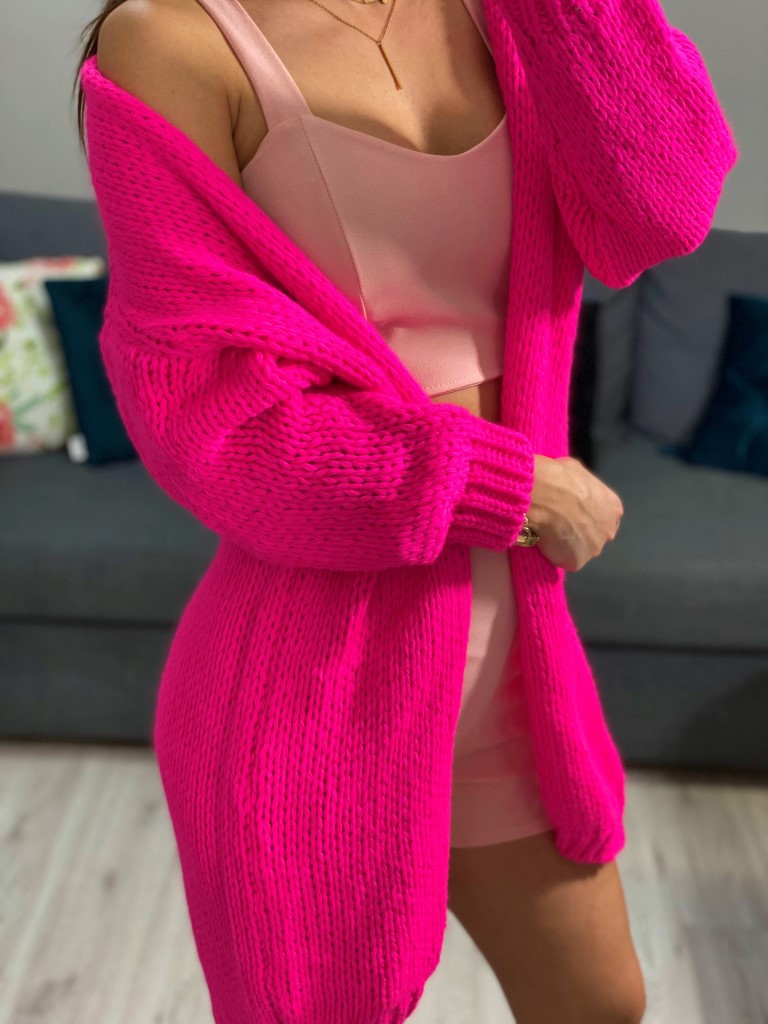 sweter rozpinany damski fuksja