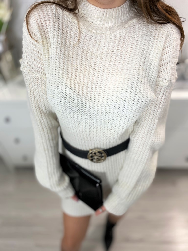 Sweter/Sukienka ecru wełna