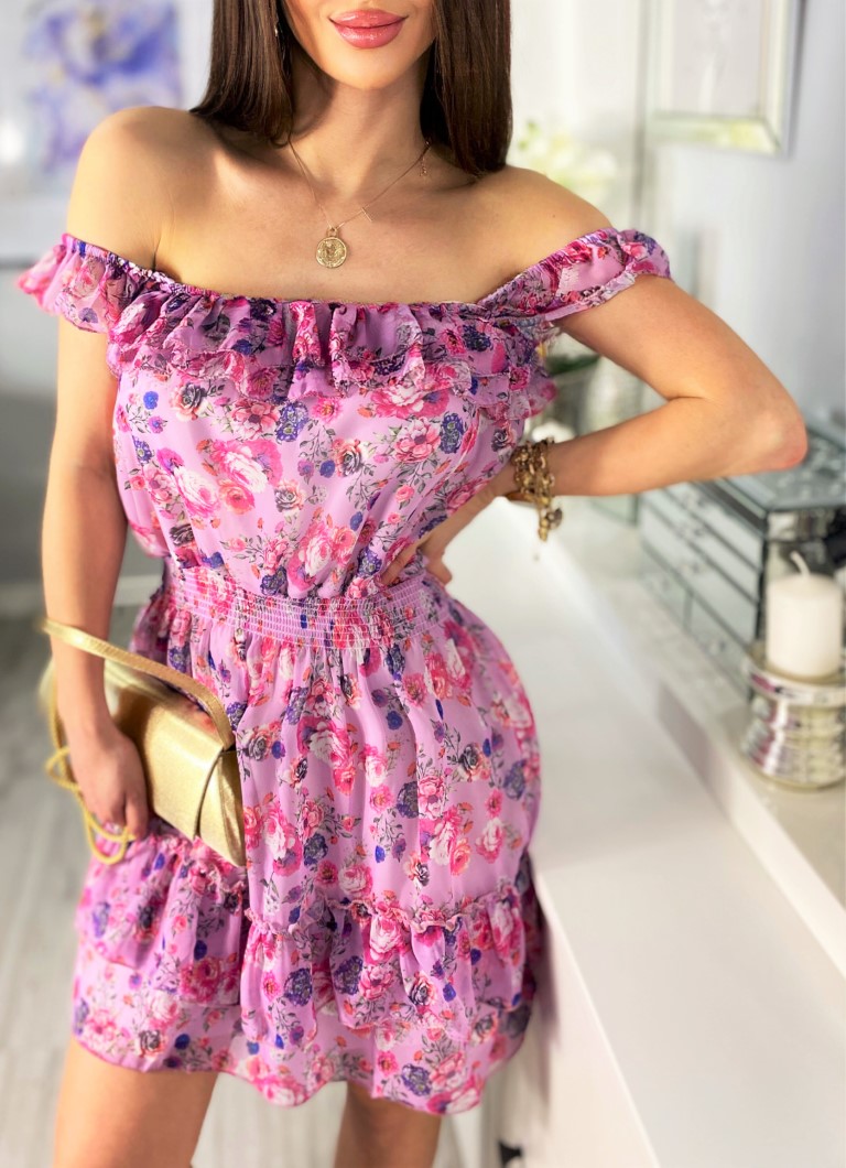 Fioletowa sukienka w kwiaty ZARA